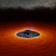 Artistic conception showing the destroyed corona and gap separating the black hole from the accretion disk.